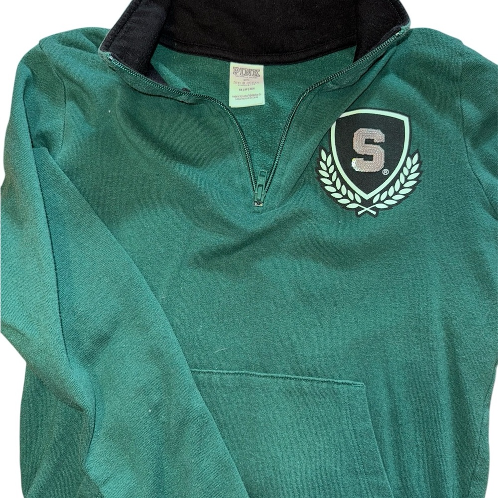Green Quarter-Zip Pullover with Logo